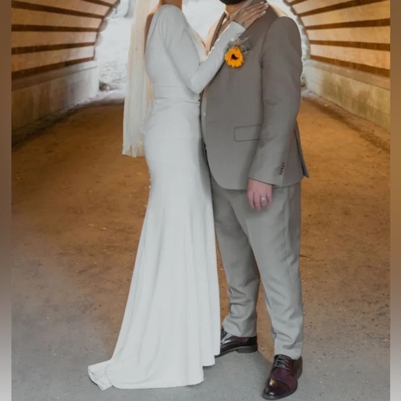 Feeling of Forever White Long Sleeve Mermaid Maxi Dress Gown - Picture 5 of 9